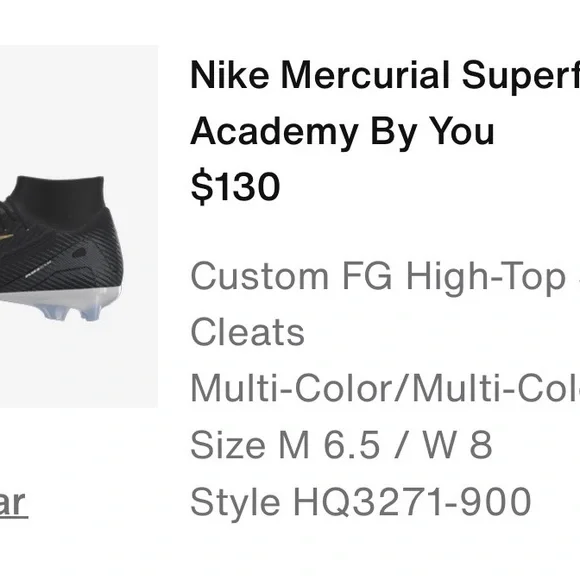 Nike Mercurial Superfly 10
Academy Custom High-Top Soccer Cleats - Picture 7 of 11